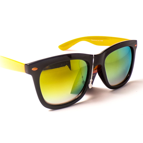 Plastic Wayfarer Sunglasses with Colored Arms - Assorted 3 Pack