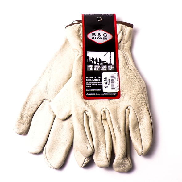 Grain Pigskin Fleece Lined Drivers Gloves - Assorted 6ct