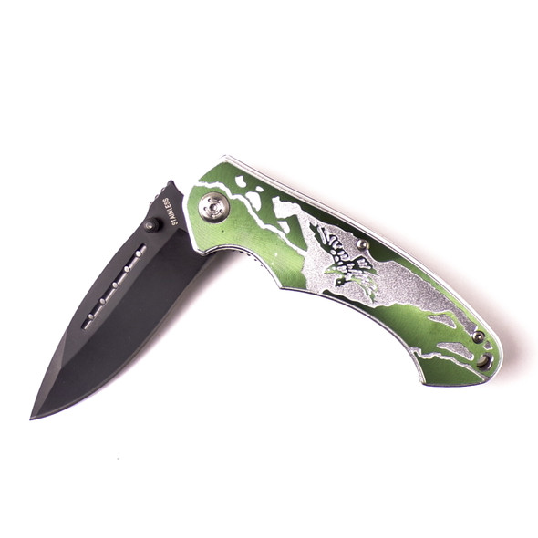 Stainless Steel Laser Cut Green Eagle Knife