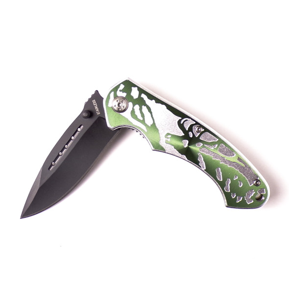 Stainless Steel Laser Cut Green Deer Knife