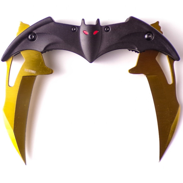 Black and Gold Double-Blade Batman Knife