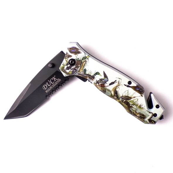 Duck Landscape Decorated Tactical Rescue Knife