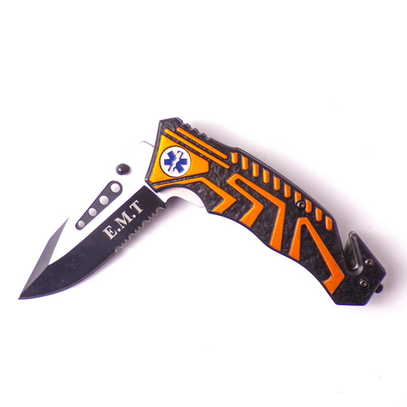 Black/Orange Tactical EMT Rescue Knife