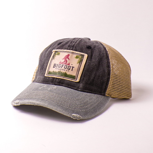 Bigfoot Trading Co. Trucker Cap with Rum Square Patch - Charcoal/Khaki - 6ct