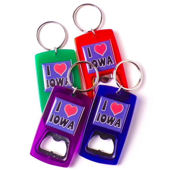 'I Love Iowa' Bottle Opener Keychain - Assorted 12ct