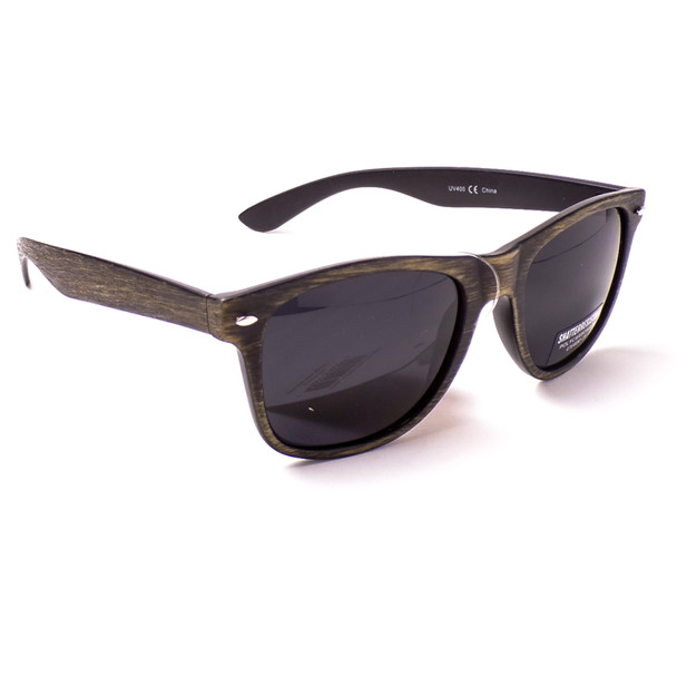 Shatter Resistant Wood Grain Frame Wayfarer Sunglasses - Assorted 3 Pack