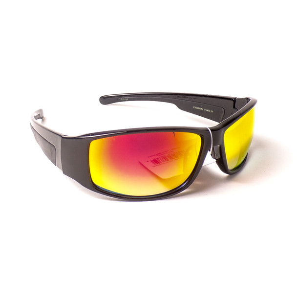 Glossy Black Frame Sport Sunglasses - Assorted 3 Pack