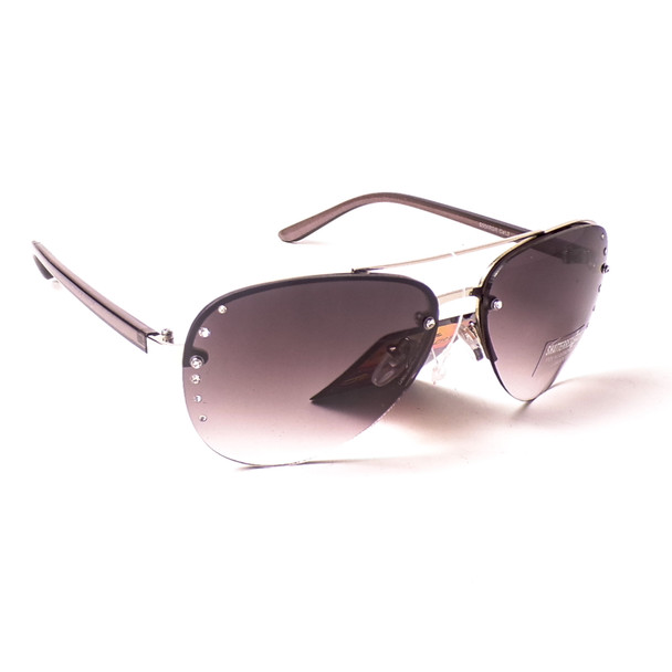 Womens Semi Clear Aviator Sunglasses with Bling - Assorted 3 Pack