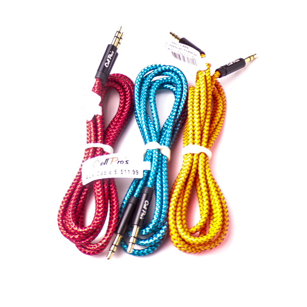 5' Auxiliary Cables in Assorted Colors - 6 Pack