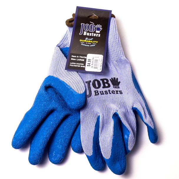 Job Busters Blue Latex Coated Work Gloves - 6ct