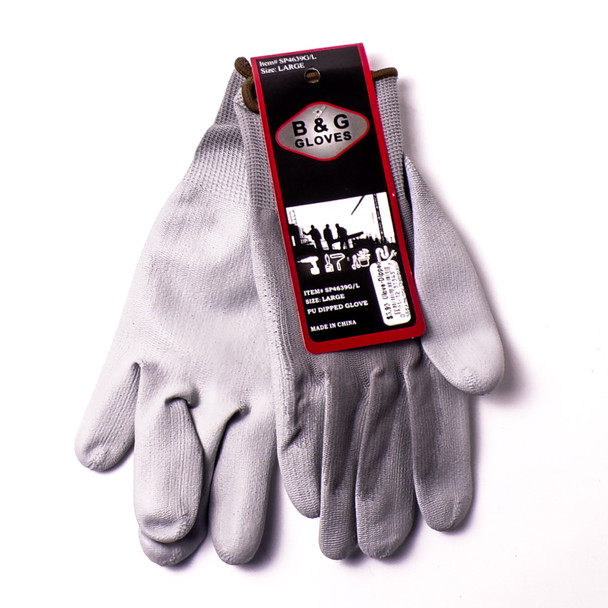 Men's PU Coated Polyester Work Gloves - 6ct