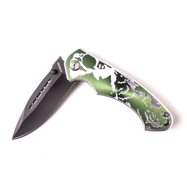 Stainless Steel Laser Cut Green Wolf Knife