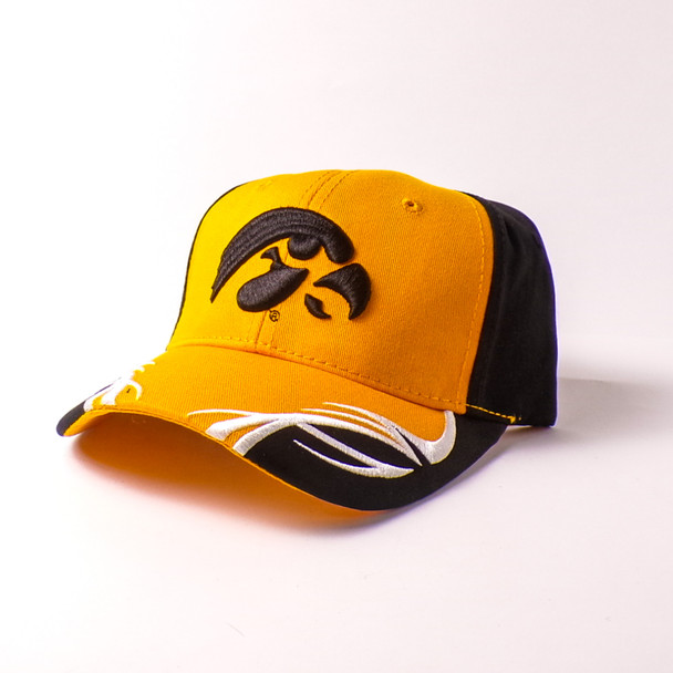 Black and Yellow Iowa Hawkeyes Hats with Insignia - 6ct