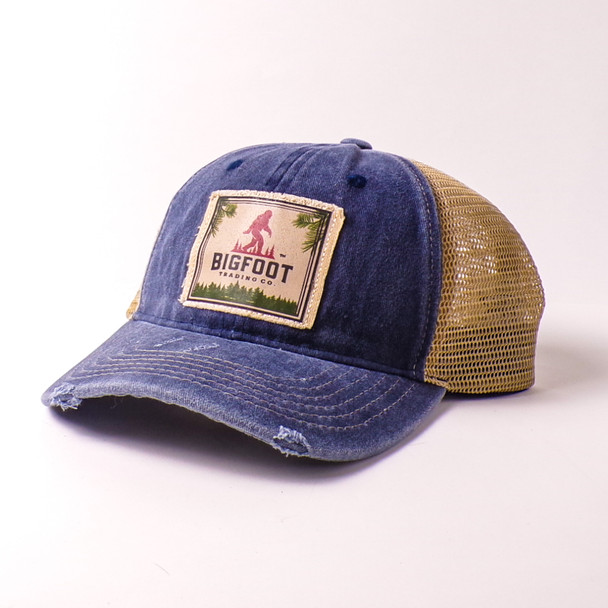Bigfoot Trading Co. Trucker Cap with Rum Square Patch - Navy/Khaki - 6ct