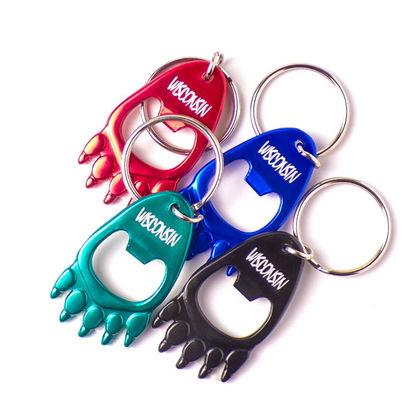 Wisconsin Bear Claw Bottle Opener Keychain - Assorted 12ct