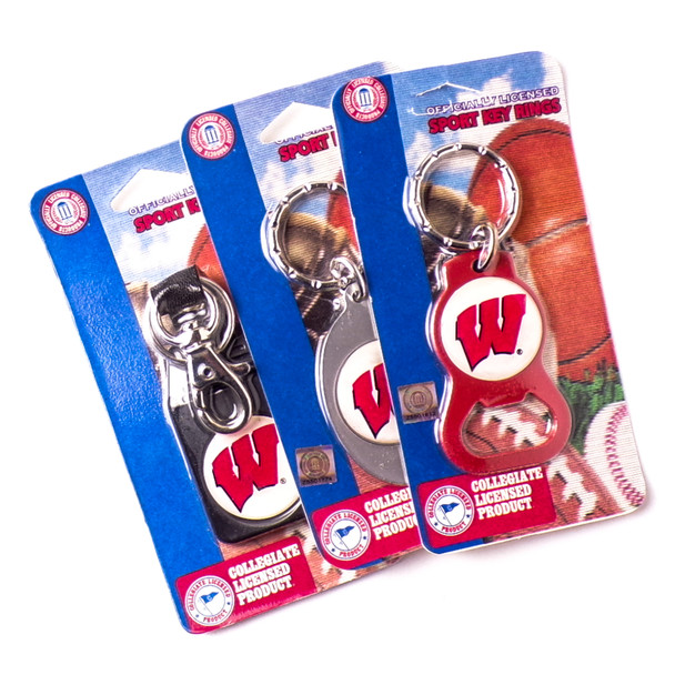 Wisconsin Badgers Sport Key Rings - Assorted 3ct