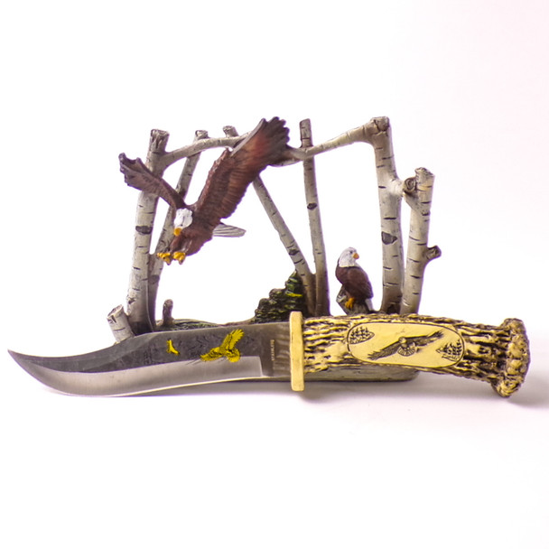 Engraved Eagle Knife and Figurine Set