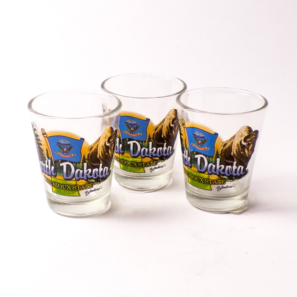 North Dakota Sioux State Souvenir Shot Glass - 3ct