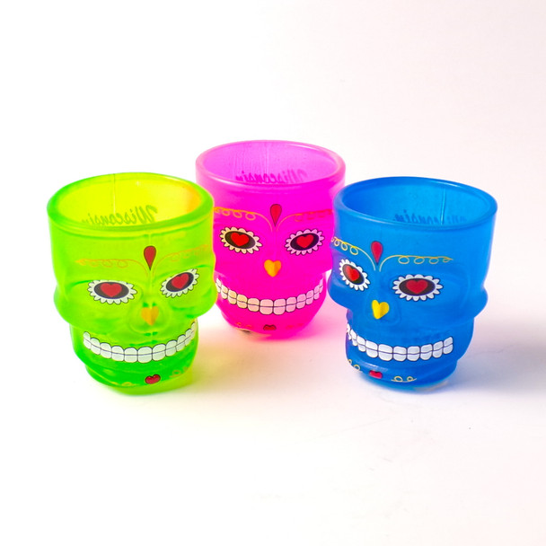 Wisconsin Sugar Skull Shot Glass - Assorted 3ct