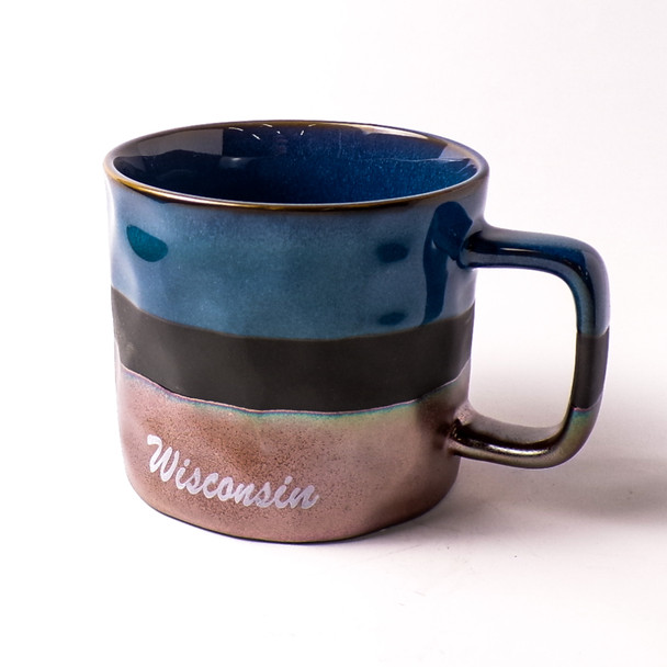 Tri-Color Glazed Ceramic Wisconsin Coffee Mug