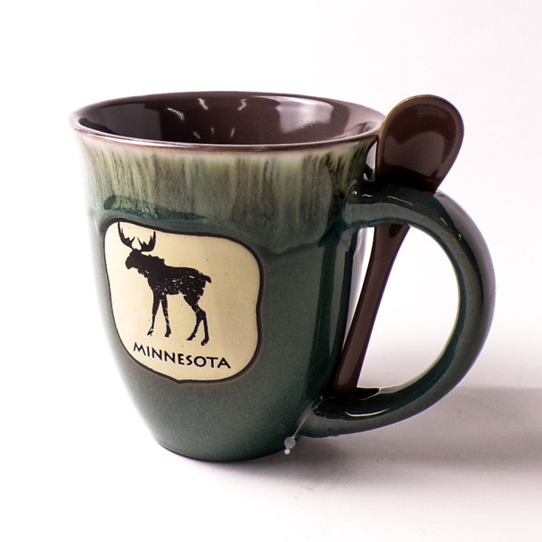 Hand Crafted Ceramic Minnesota Coffee Mug w/Spoon