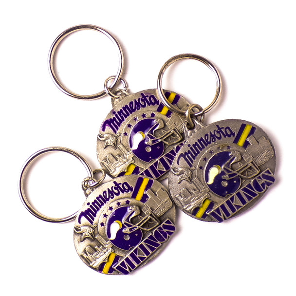 Pewter Metal Minnesota Vikings Keychain - 12ct