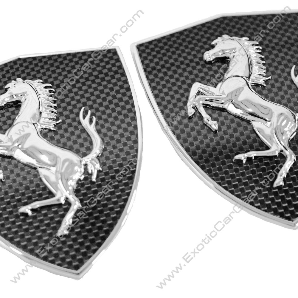 Carbon Fiber Fender Badges 3 Piece Set - Fits Ferrari Models