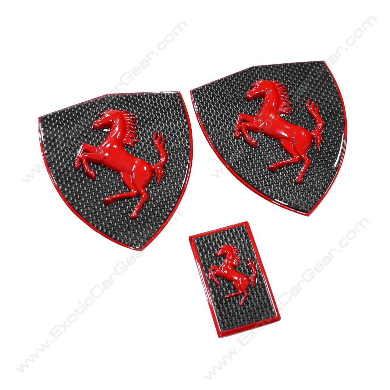 Carbon Fiber Fender Badges (3-Piece Set) – Fits Ferrari Models