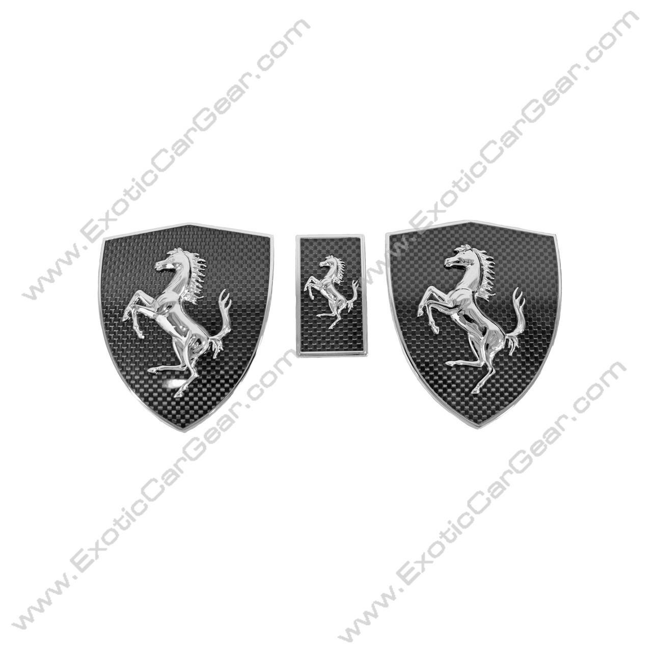 Carbon Fiber Fender Badges (3-Piece Set) – Fits Ferrari Models