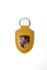  Porsche emblem leather key chain in yellow 