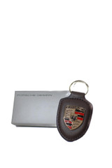  Porsche emblem leather key chain in brown 