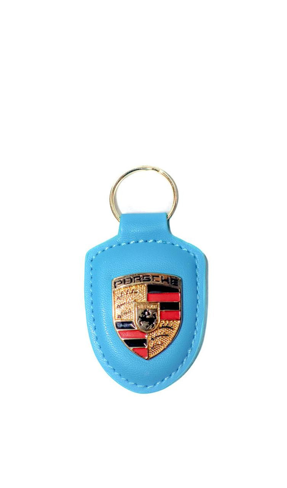  Porsche emblem leather key chain in blue 
