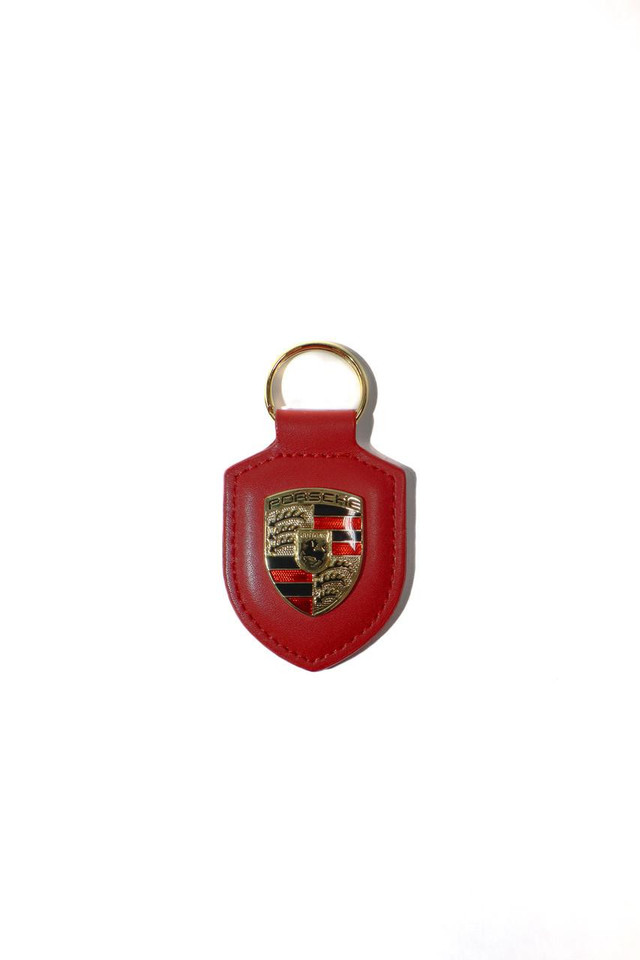  Porsche emblem leather key chain in red 