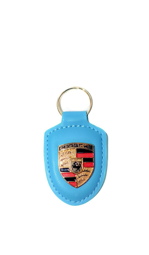 Porsche emblem leather key chain in blue 