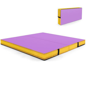 4ft x 4ft x 4in Bi-Folding Gymnastic Tumbling Mat with Handles and Cover-Purple - Color: Purple D681-FH10090PU 4ft x 4ft x 4in Bi-Folding Gymnastic Tumbling Mat with Handles and Cover-Purple - Color: Purple D681-FH10090PU