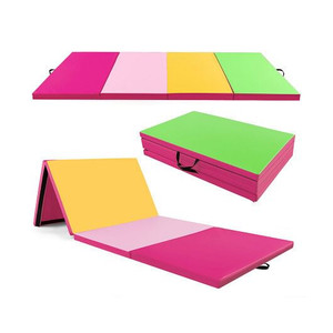 4-Panel PU Leather Folding Exercise Mat with Carrying Handles-Green - Color: Green D681-FH10111HE 4-Panel PU Leather Folding Exercise Mat with Carrying Handles-Green - Color: Green D681-FH10111HE