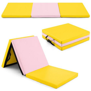 6 x 2 FT Tri-Fold Gym Mat with Handles and Removable Zippered Cover-Yellow - Color: Yellow D681-FH10093HF 6 x 2 FT Tri-Fold Gym Mat with Handles and Removable Zippered Cover-Yellow - Color: Yellow D681-FH10093HF