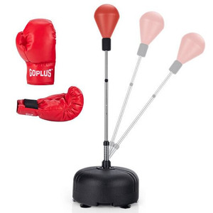 Adjustable Freestanding Punching Bag with Boxing Gloves-Red - Color: Red D681-SP37558RE Adjustable Freestanding Punching Bag with Boxing Gloves-Red - Color: Red D681-SP37558RE