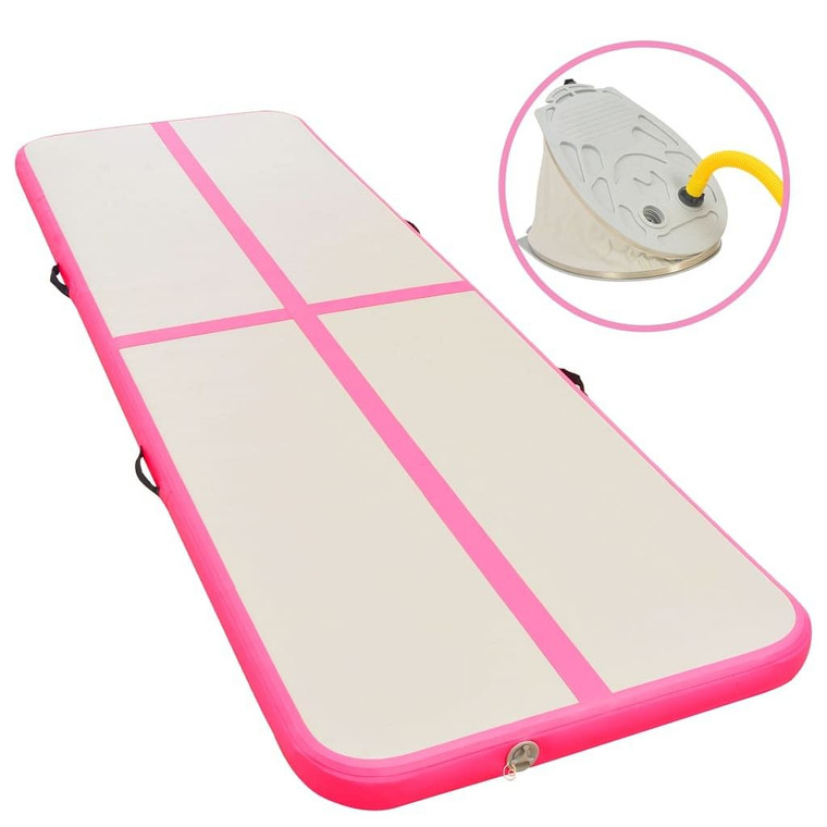  Inflatable Gymnastics Mat with Pump 157.4"x39.3"x3.9" PVC Pink A949-91915