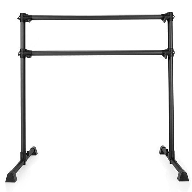 4 Feet Double Ballet Barre Bar with Adjustable Height-Black - Color: Black D681-SP37498BK