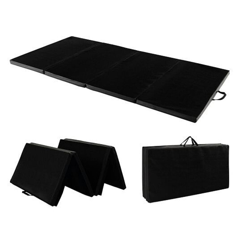 6 x 2 FT Tri-Fold Gym Mat with Handles and Removable Zippered Cover-Black - Color: Black D681-FH10093DK
