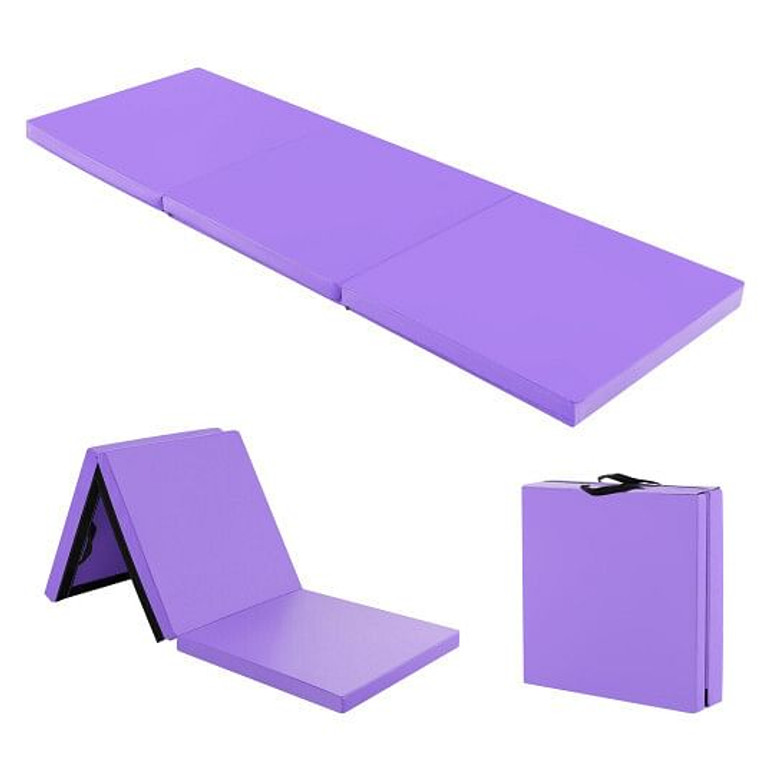6 x 2 FT Tri-Fold Gym Mat with Handles and Removable Zippered Cover-Purple - Color: Purple D681-FH10093PU