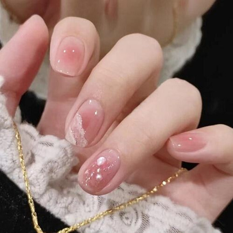 Wearable Nail Tablets Elegant Jelly Pink Fake Nail Wholesale Nail Stickers A392-nstr0105