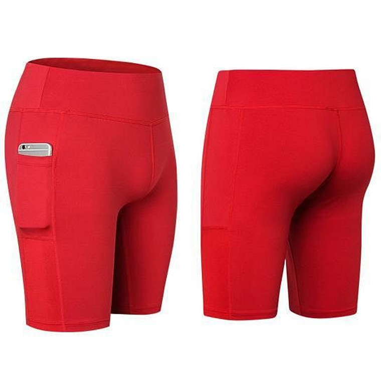 Size: Small,Color: Red - All Seasons Yoga Shorts Stretchable With Phone Pocket K290-7070523195427