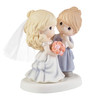 Front right angle view of the Precious Moments My Daughter, My Pride, A Beautiful Bride Figurine, 153009.