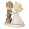 Front left angle view of the Precious Moments 'From This Day Forward' Wedding Couple Figurine, 123017.