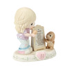 Front right view of Precious Moments Growing in Grace Age 11 Blonde Girl with Ice Cream and Puppy Figurine, 154038.