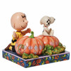 Front right view of Charlie Brown and Snoopy Pumpkin Patch - Peanuts by Jim Shore Statue, 6008962.