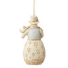 Back view of Heartwood Creek Holiday Lustre Snowman with Flowers Ornament by Jim Shore, 6009401.