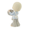 Back view of Precious Moments Blonde Boy with Mother's Day Painted Rock Figurine, 213006.